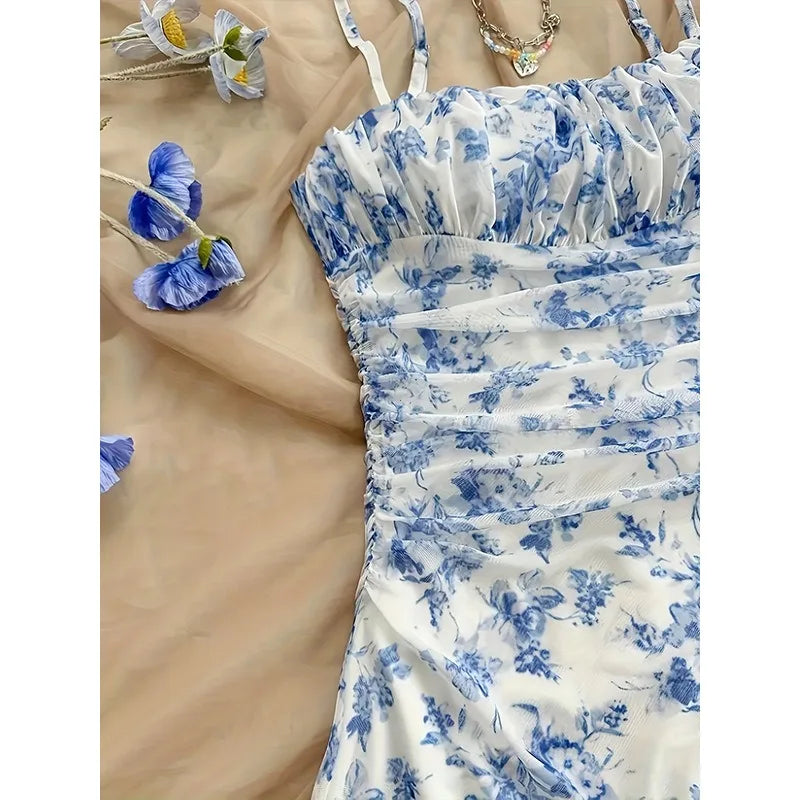 Dresses  Spring Summer Cute Dating Ditsy Floral Sleeveless Square Neck Mini Cami Casual Dresses For Women