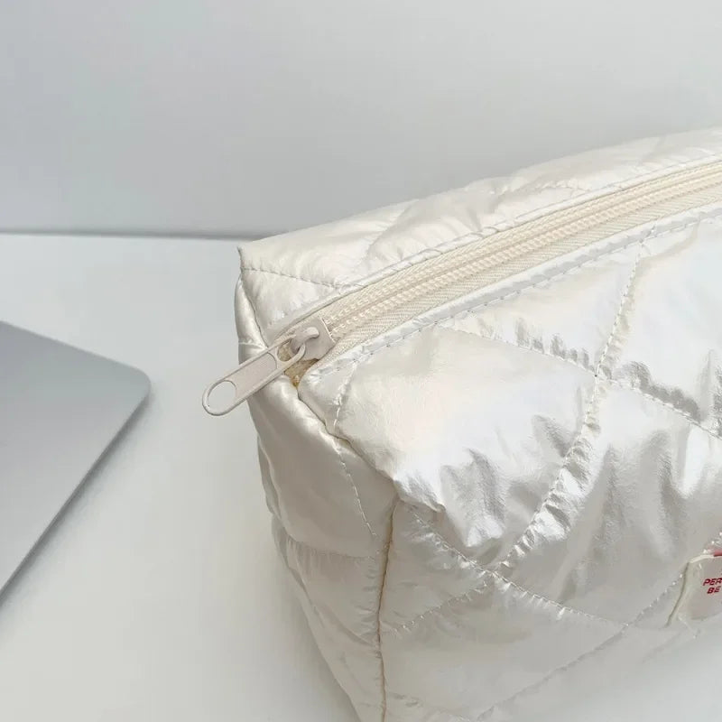 Large Capacity Make Up Kit Portable Travel Toiletries Skincare Organizer Pouch New Fashion Rhombus Shiny Clutch Cosmetic Bag