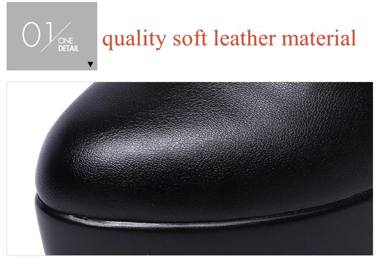 11cm Small Size 32-43 Double Ankle Buckle Soft Leather Shoes Platform Pumps 2025 Block High Heels Shoes for Office Model Dress