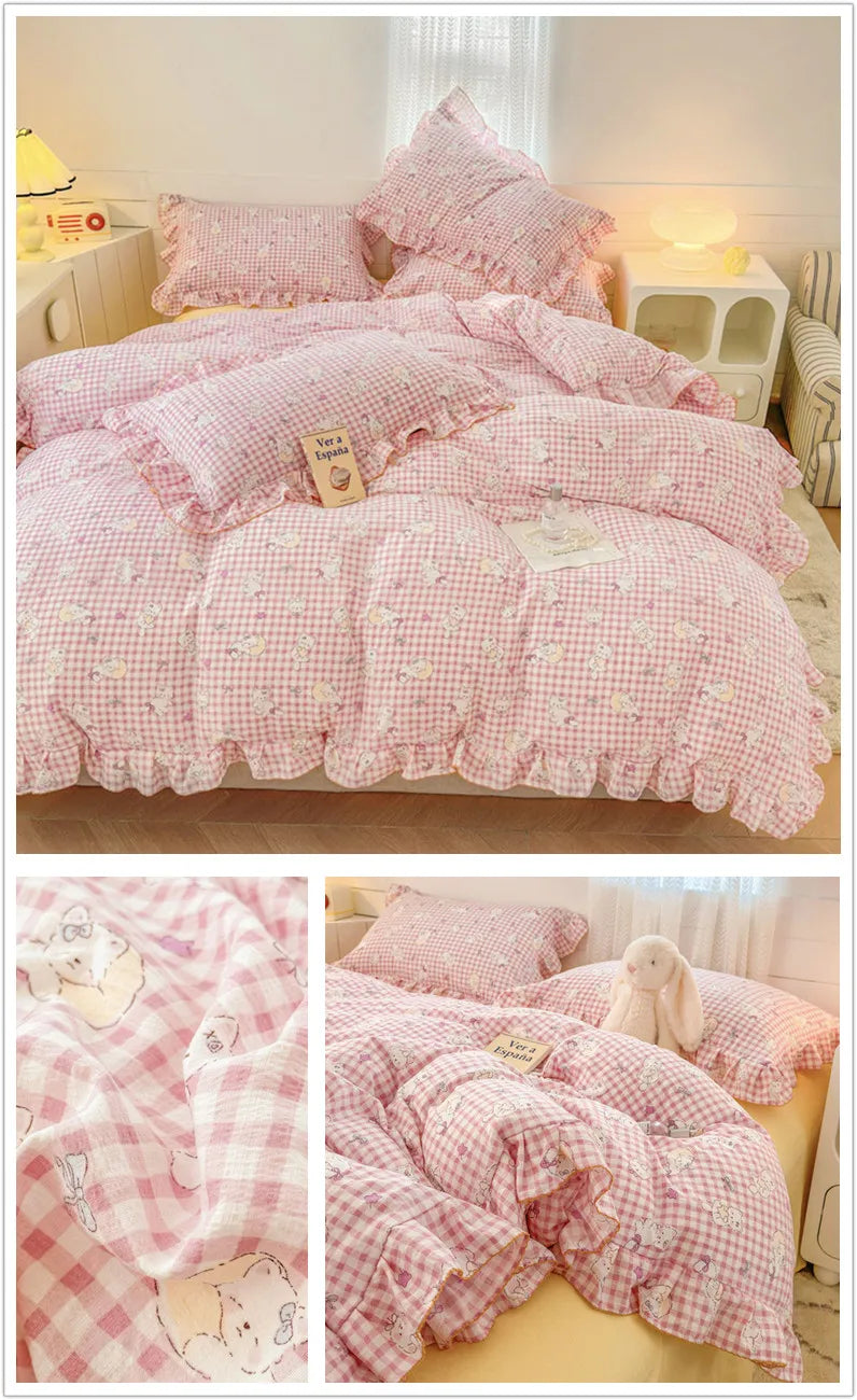 Bonenjoy Lace Duvet Cover Printed Home Quilts Cover Ruffles Comforter Covers Adults Kids Room Bedding (Pillowcase Need Order)