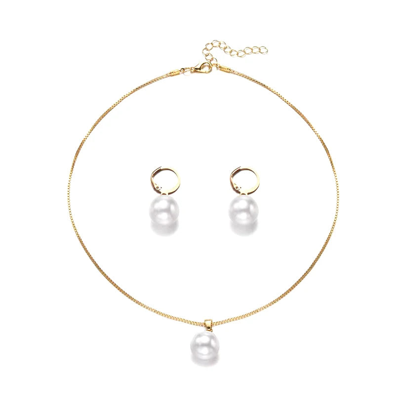 2 Pieces Of Round Pearl Jewelry Set, Earrings, Pendants, Necklaces, Ladies' Exquisite And Fashionable Wedding Jewelry Set,Gifts