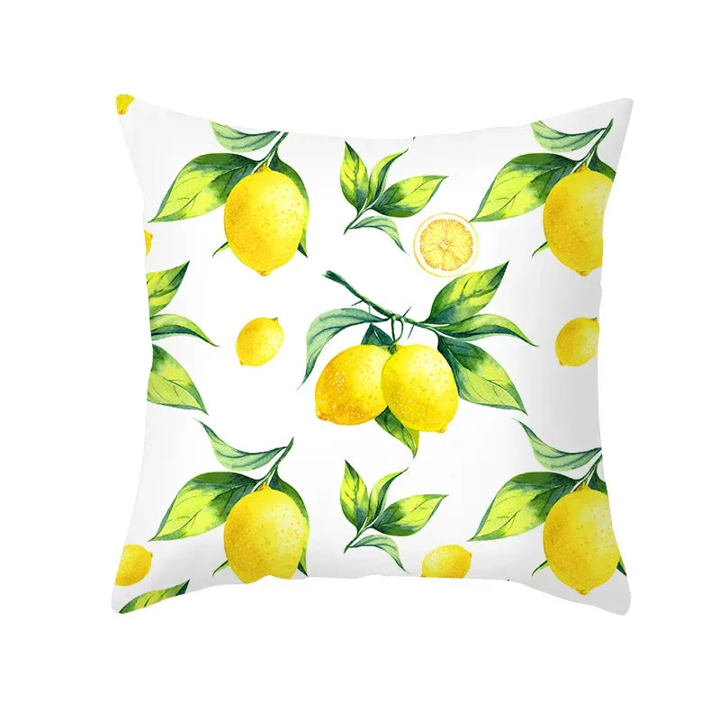 Cushion Cover Throw Pillow Sofa Decorative Pillowcase Lemon Pattern Summer