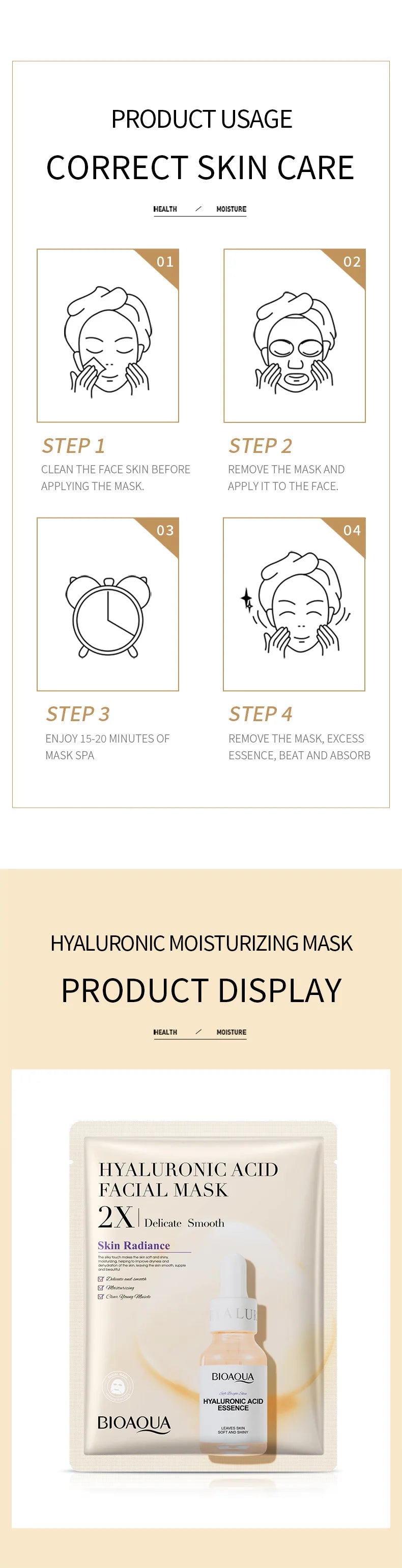20pcs Centella Collagen Face Mask Moisturizing Refreshing Sheet Masks Hyaluronic Acid Facial Mask Skin Care Products