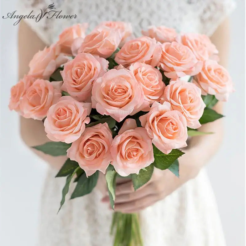 11pcs/Lot Fresh Rose Artificial Flowers Real Touch Rose Floral Home Decorations For Wedding Party Birthday Gifts