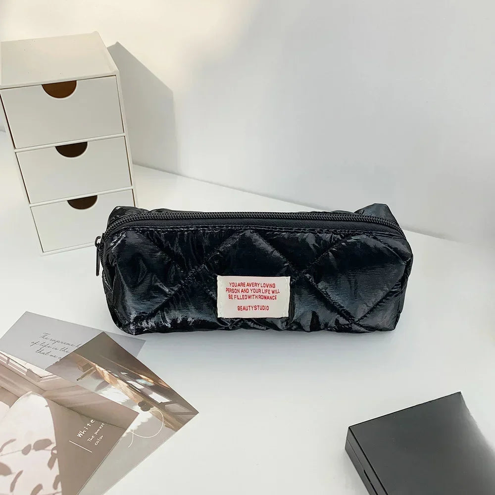 Large Capacity Make Up Kit Portable Travel Toiletries Skincare Organizer Pouch New Fashion Rhombus Shiny Clutch Cosmetic Bag