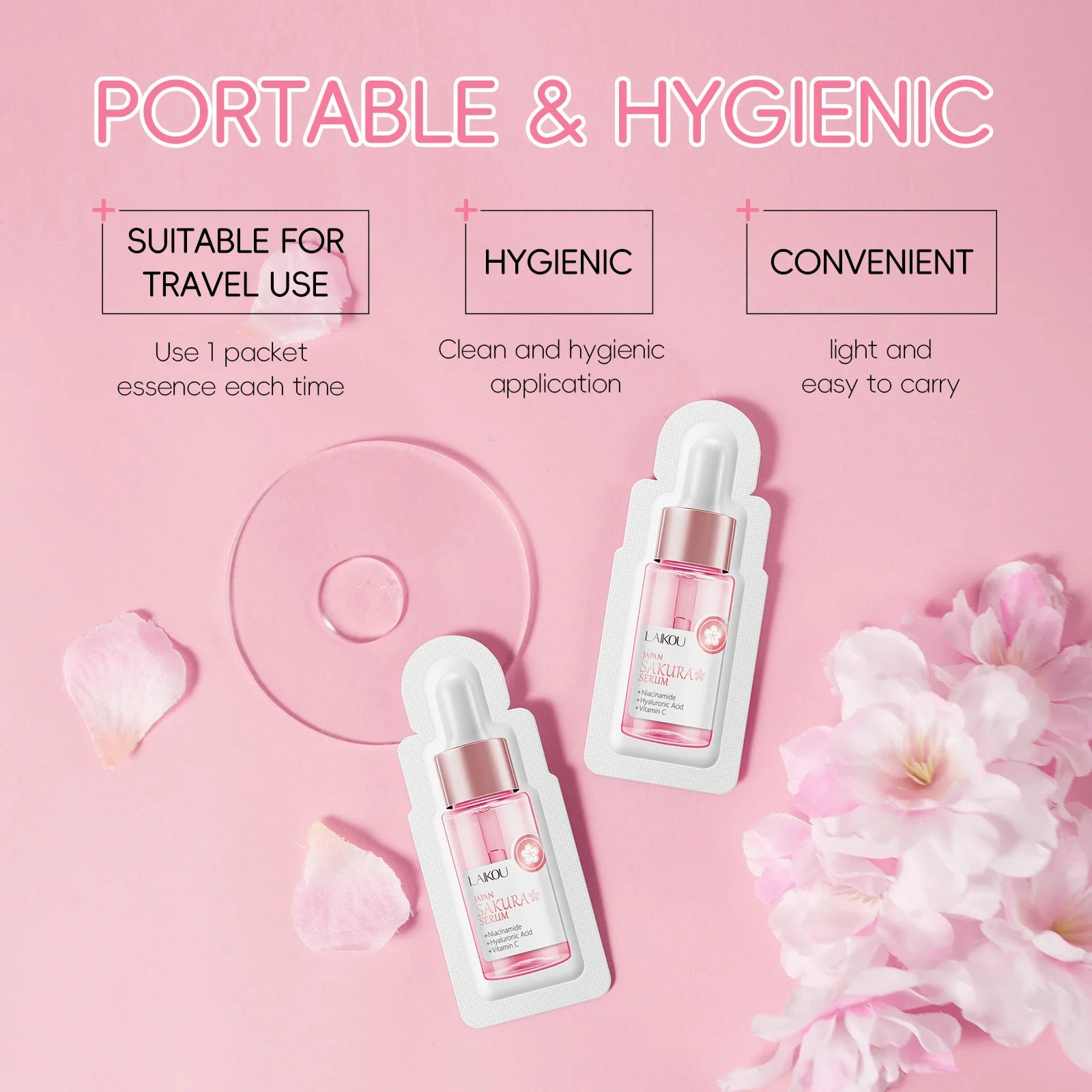 Sakura Whitening Face Serum Fade Fine Lines Anti Aging Tighten Pores Improve Melanin Pigment Dull Moisturizer Brighten Skin Care