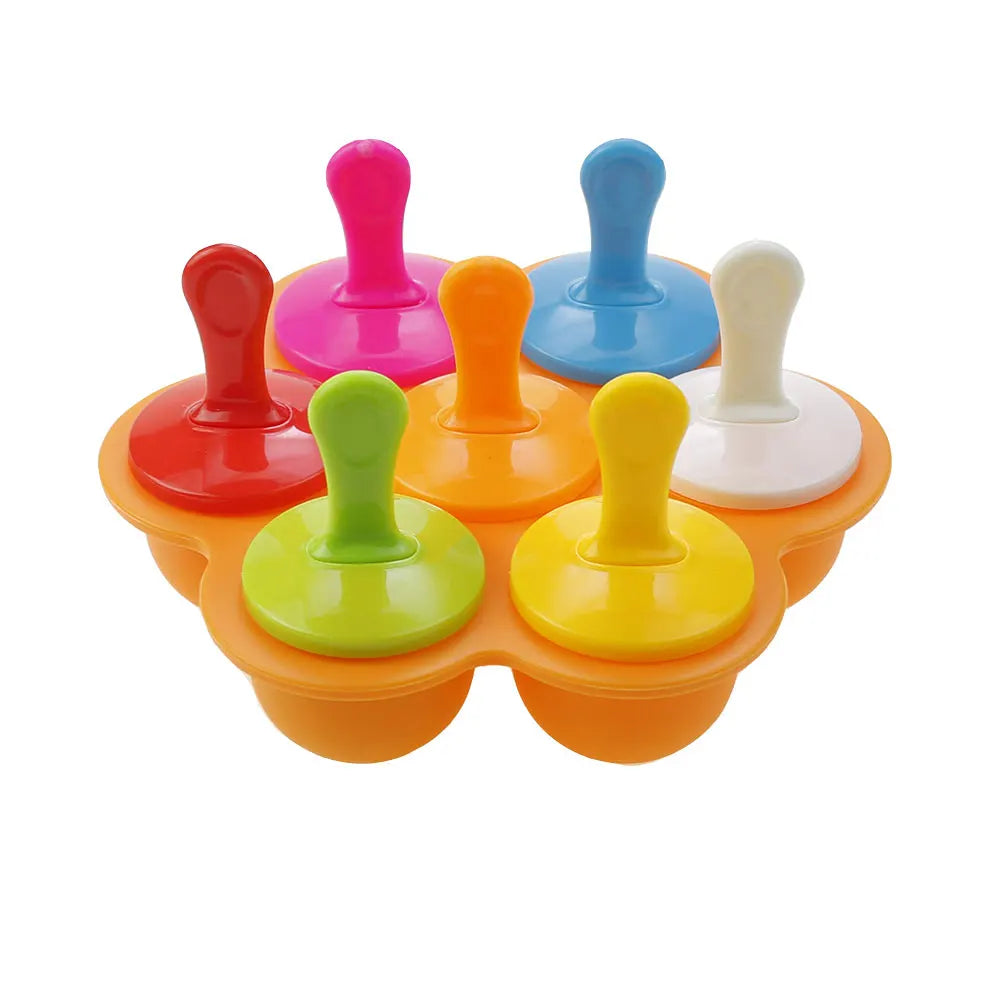 JCD 4/7Holes DIY Ice Cream Pops Silicone Mold Ice Cream Ball Maker Popsicles Molds Baby Fruit Shake Home Kitchen Accessories