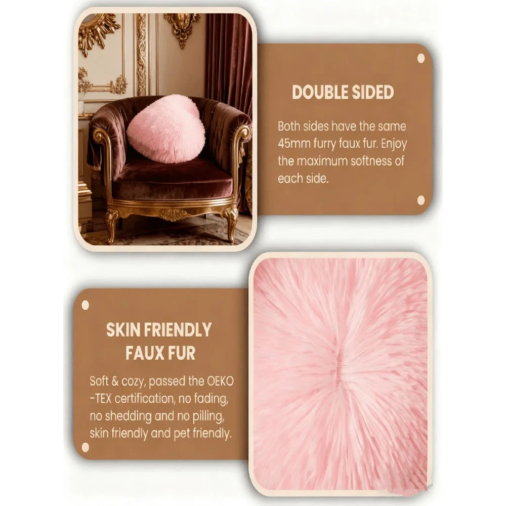 3/4 Set Of Light Luxury Solid Color Plush Bedding, 1/2 Pillowcase+1 Duvet Cover+Heart-Shaped Pillow, With Heart-Shaped Pillow, T