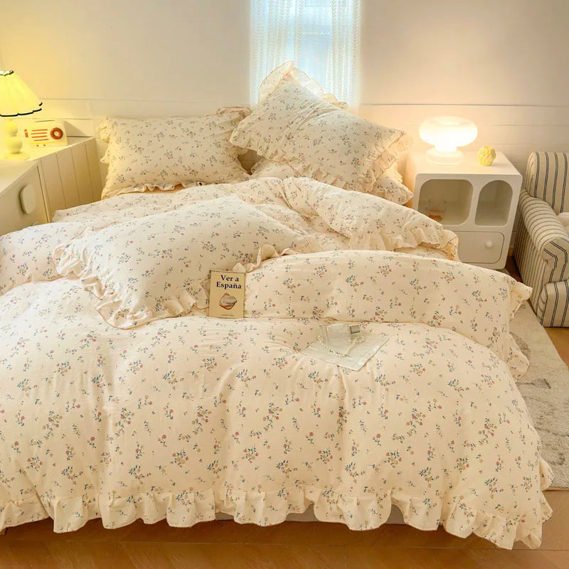 Bonenjoy Lace Duvet Cover Printed Home Quilts Cover Ruffles Comforter Covers Adults Kids Room Bedding (Pillowcase Need Order)