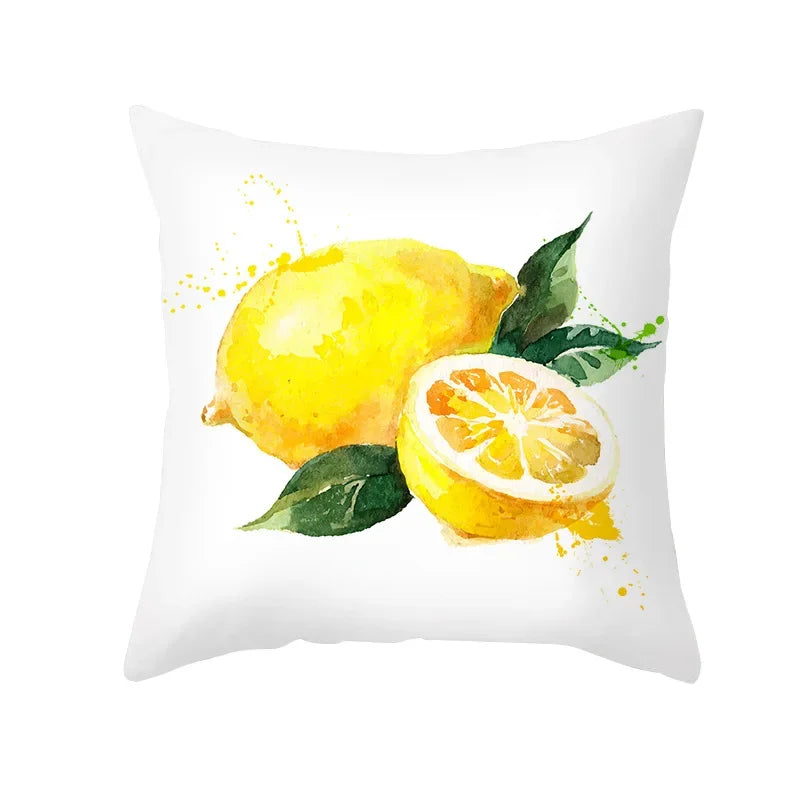 Cushion Cover Throw Pillow Sofa Decorative Pillowcase Lemon Pattern Summer