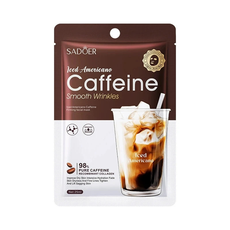 Caffeine Face Mask Anti Wrinkles Moisturizing Hydrating Anti-aging Facial Masks Face Sheet Mask Skin Care Products