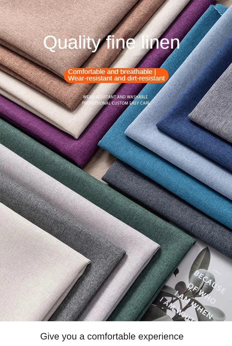 Thickened Plain Linen Fabric Fine By The Meter for Tablecloth Bags Pillow Cushion Cover Sewing Sofa Cloth Wearable Beige Gray