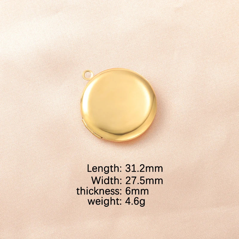RUMNVNTY 5pc Carved Designs Round Photo Frame Pendant Necklace Stainless Steel Charms Locket Girls Women Memorial Jewelry