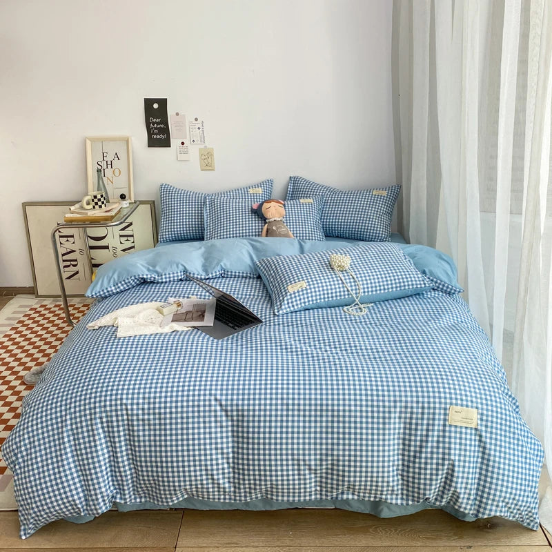 Small plaid pattern style single quilt cover double bed down duvet cover220x240cm large size quilt cover without pillowcase