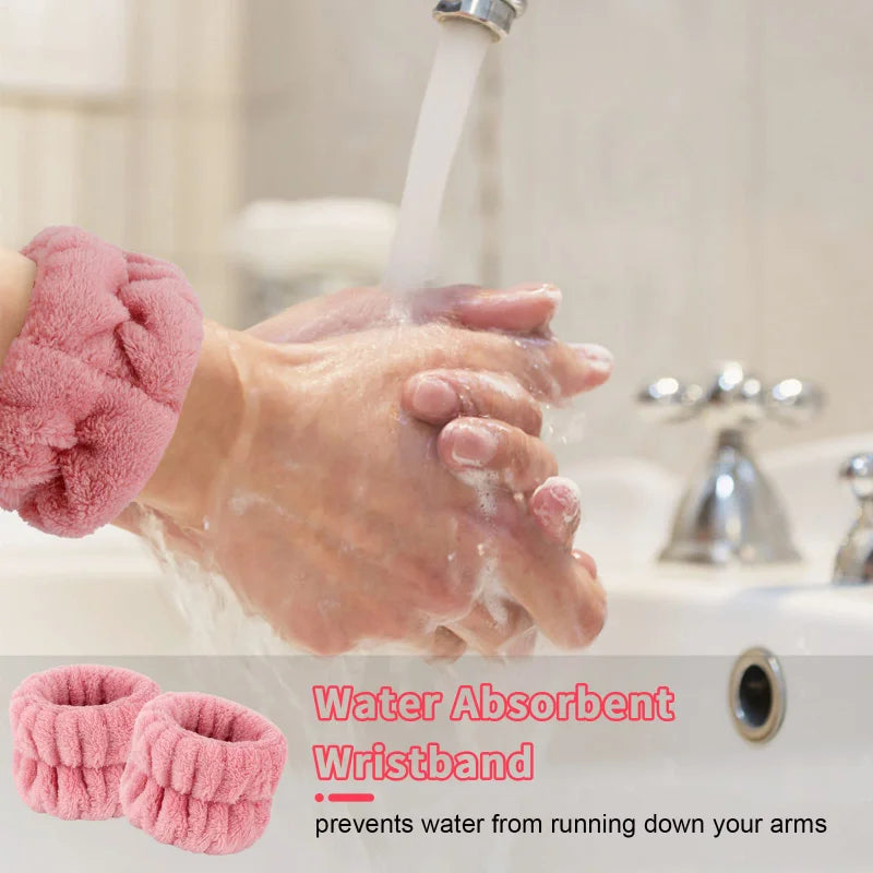 3Pcs Bow Headband Wristband Set Towel Elastic Soft Washing Face Shower Make Up Yoga Sports Skincare Headband for Women Girls
