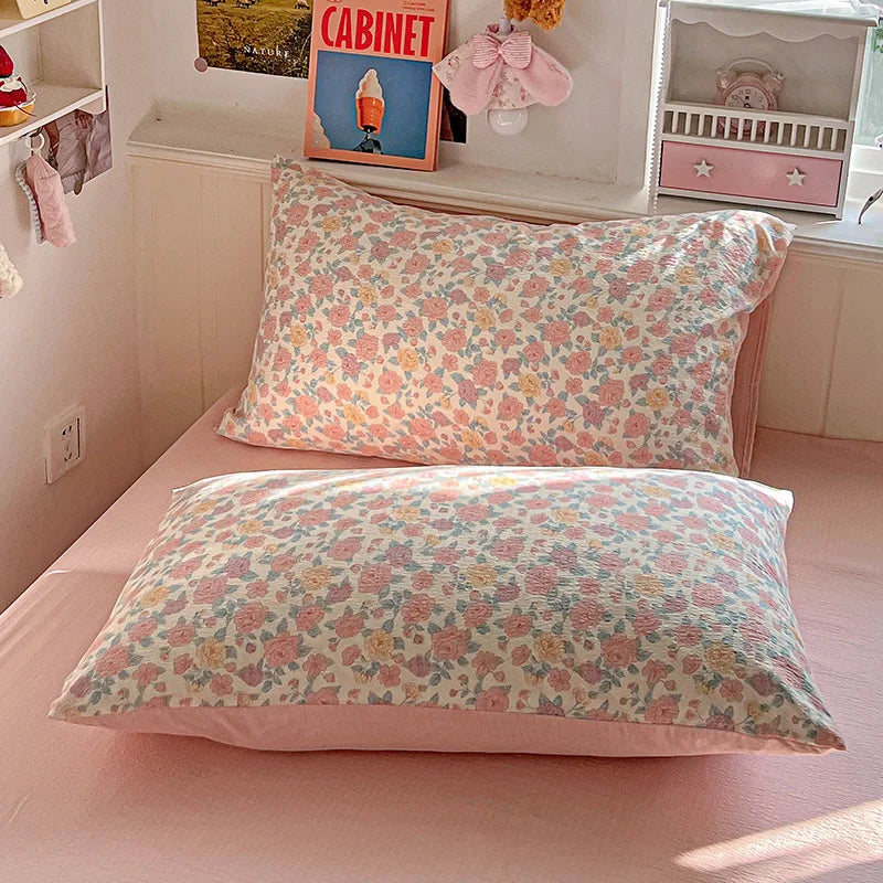Double-layer Gauze Duvet Cover Single/Queen/King Flower Printed housse de couette Skin-friendly funda nordica 150 cama 이불커버