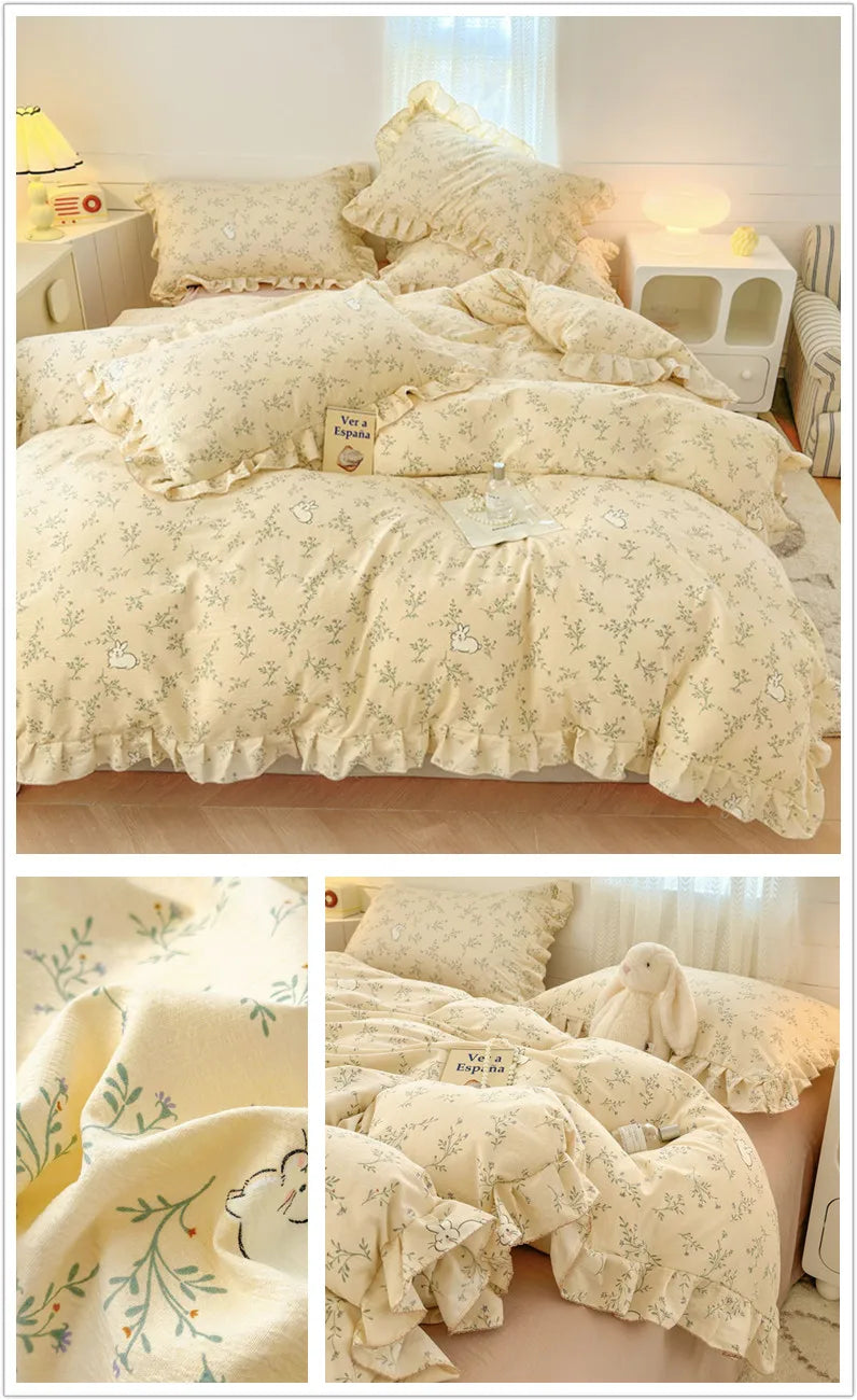 Bonenjoy Lace Duvet Cover Printed Home Quilts Cover Ruffles Comforter Covers Adults Kids Room Bedding (Pillowcase Need Order)