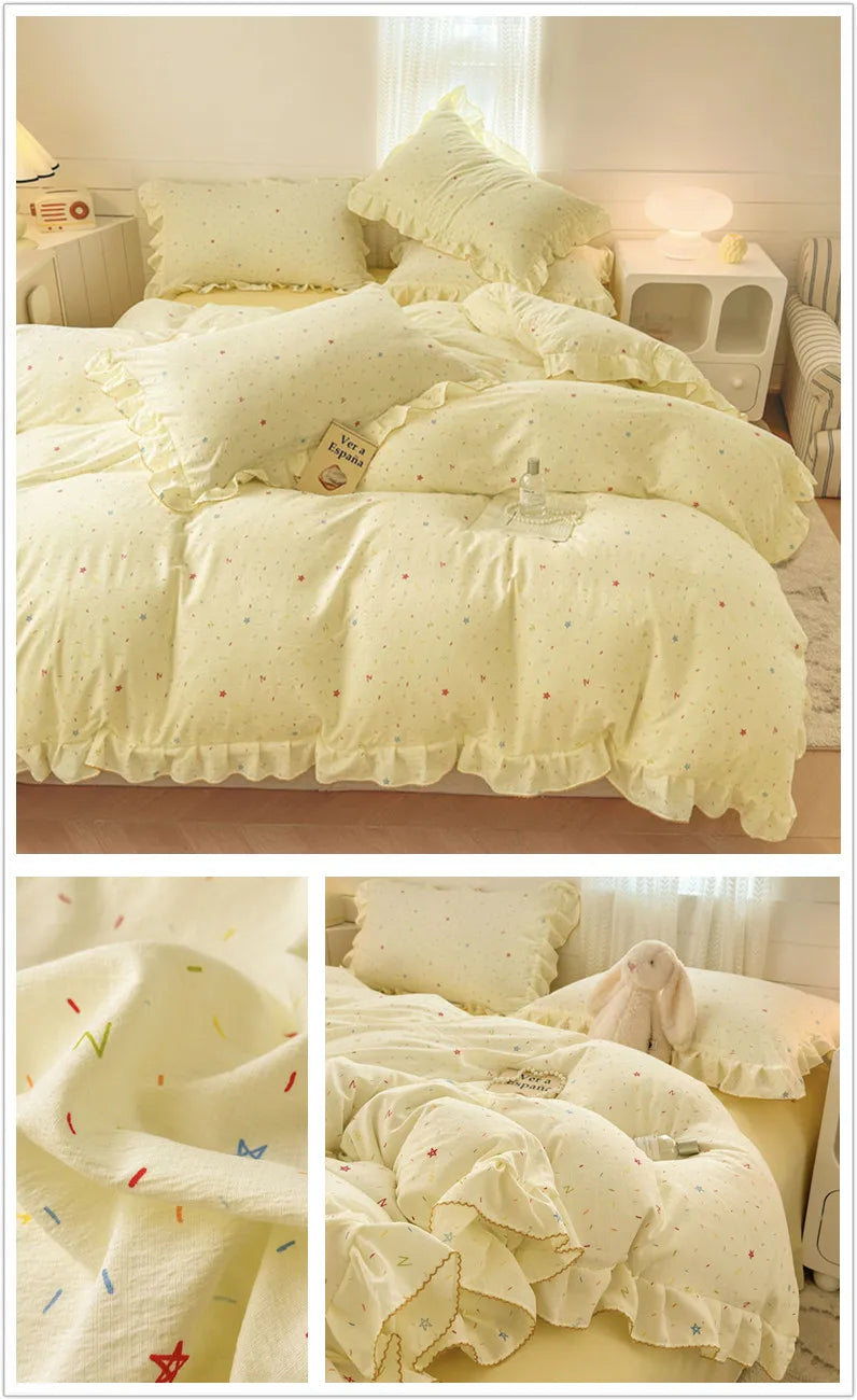 Bonenjoy Lace Duvet Cover Printed Home Quilts Cover Ruffles Comforter Covers Adults Kids Room Bedding (Pillowcase Need Order)