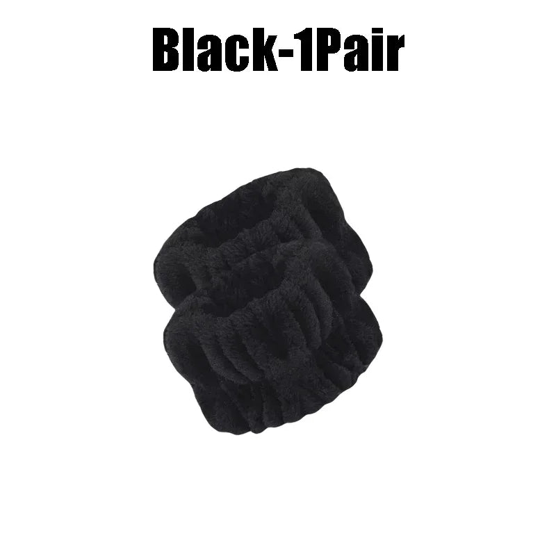 1-10Pairs Flannel Skincare Spa Wristband Makeup Facial Wrist Washband Face Towel Wash Bow Headband Scrunchie Set for Women