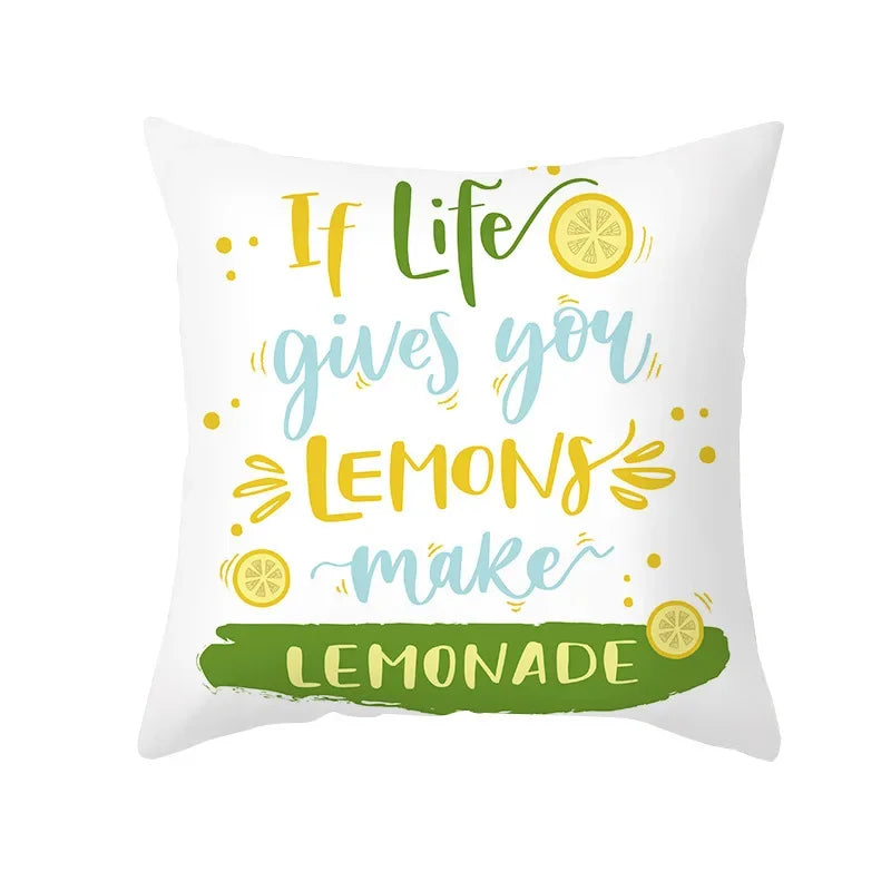 Cushion Cover Throw Pillow Sofa Decorative Pillowcase Lemon Pattern Summer
