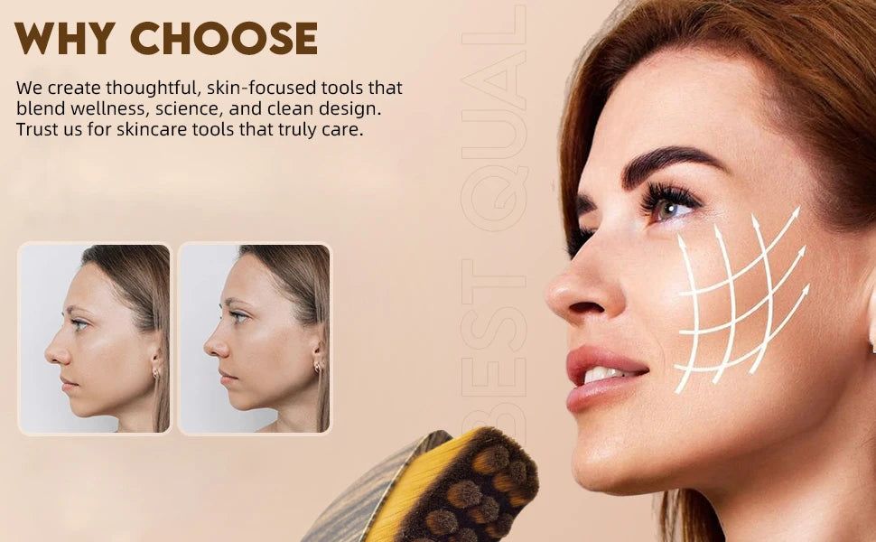 Lymphatic Contour Face Brush Dry Brushing Face Brush Lymphatic Drainage Massager for Face Chin Jawline Sculpting Beauty Tool