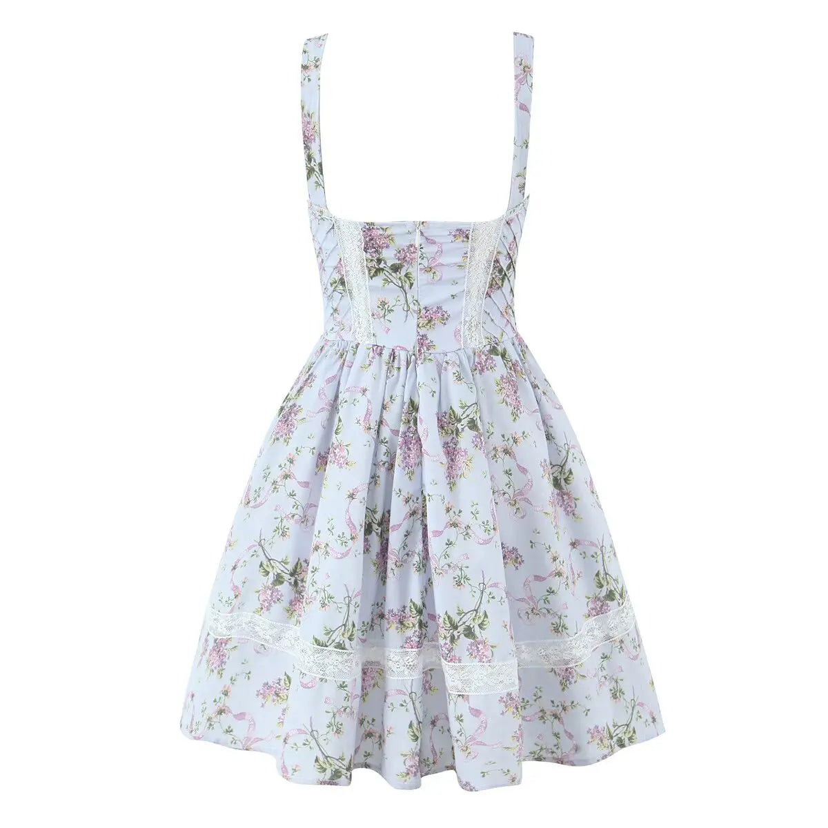 Floral Printed Summer Women's Dress Sleeveless Short Mini Tank Vestidos A-line Lace Dress 2025 New in Beach Vintage Party Dress