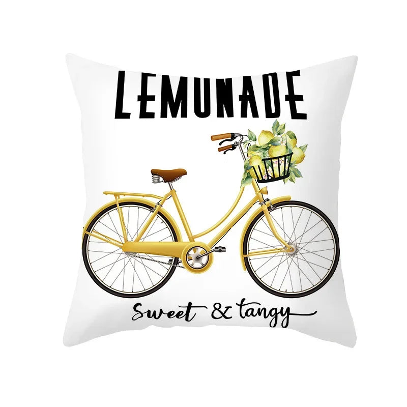 Cushion Cover Throw Pillow Sofa Decorative Pillowcase Lemon Pattern Summer