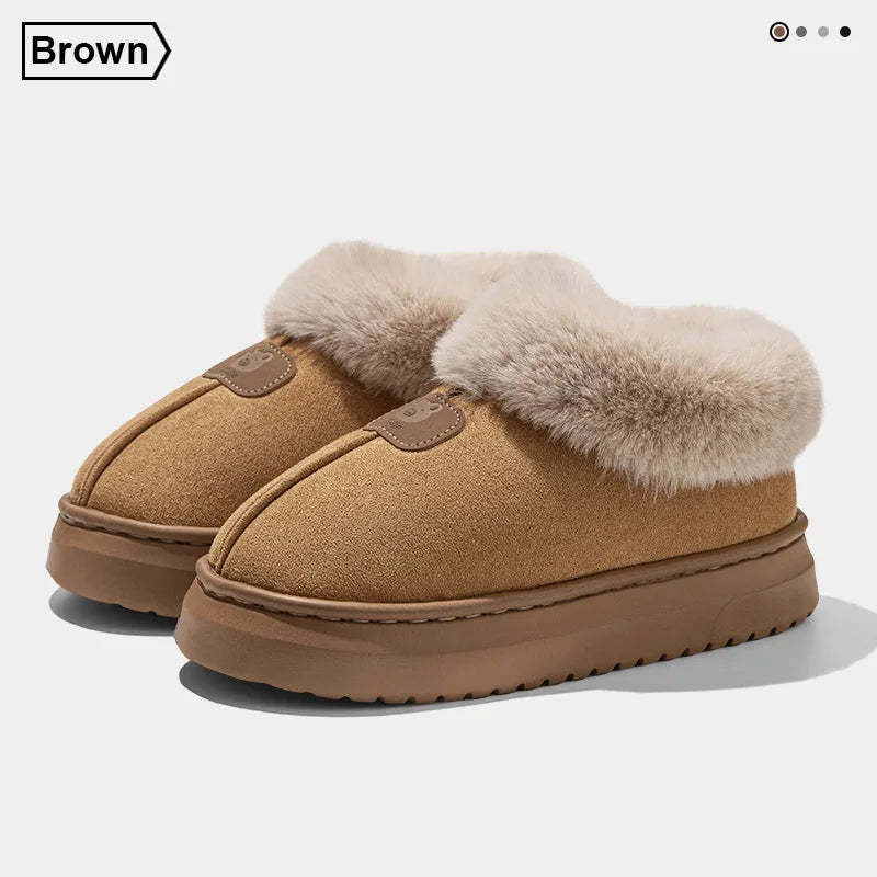 Fleece Lined Winter Slippers For Men Women With Ankle Cover Thick Sole Lightweight Eva Indoor Outdoor Warm Home Shoes Multiple C