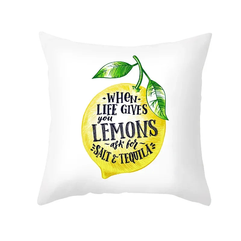 Cushion Cover Throw Pillow Sofa Decorative Pillowcase Lemon Pattern Summer
