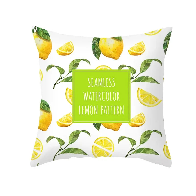 Cushion Cover Throw Pillow Sofa Decorative Pillowcase Lemon Pattern Summer