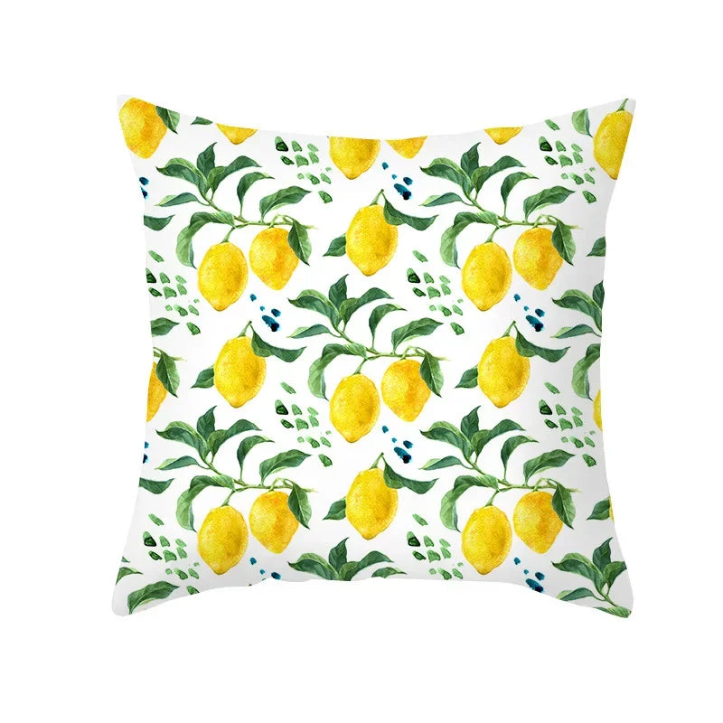 Cushion Cover Throw Pillow Sofa Decorative Pillowcase Lemon Pattern Summer
