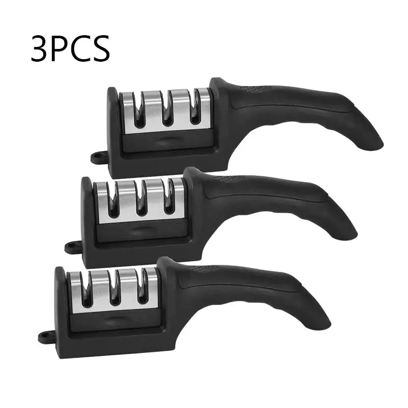 Knife Sharpener Whetstone Sharpening Professional Multi-function 3 Stages Ceramic Sharpener for Kitchen Knife with Non-slip Base