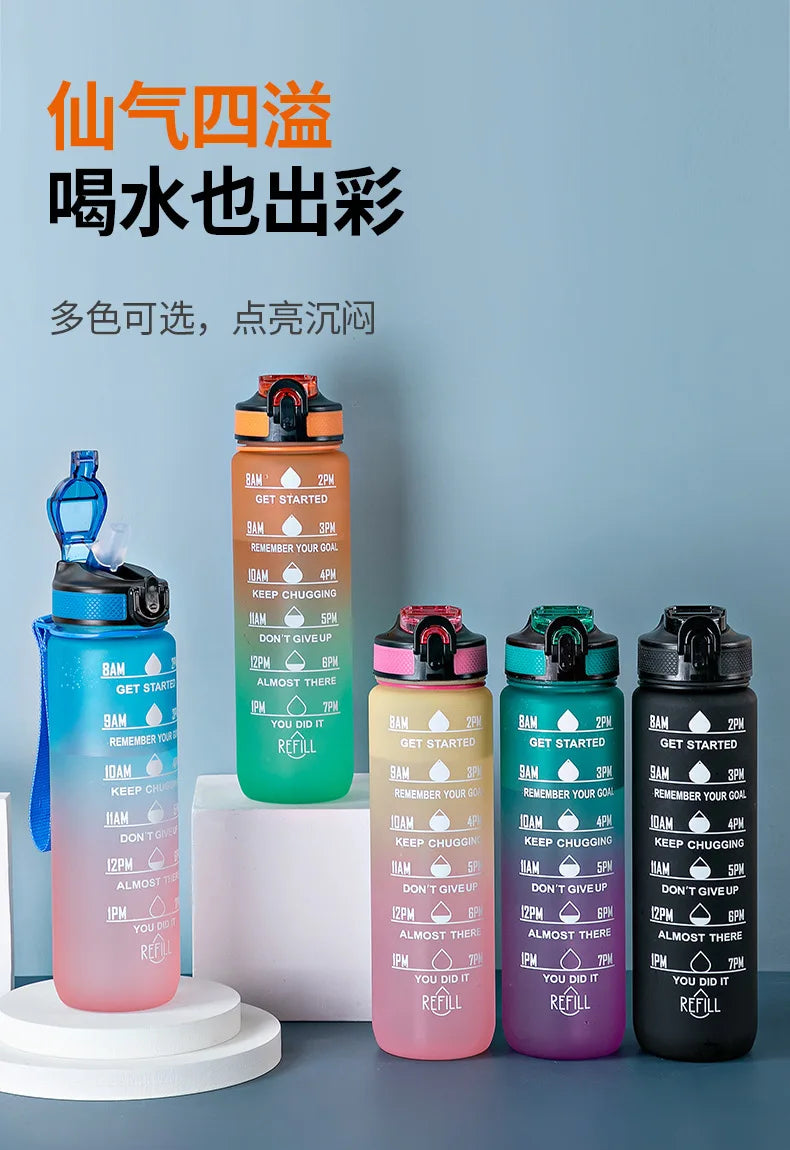 1 Liter Water Bottle Motivational Sport Water Bottle Leakproof Bottles Drinking Outdoor Travel Gym Fitness Jugs For Kitchen Cups