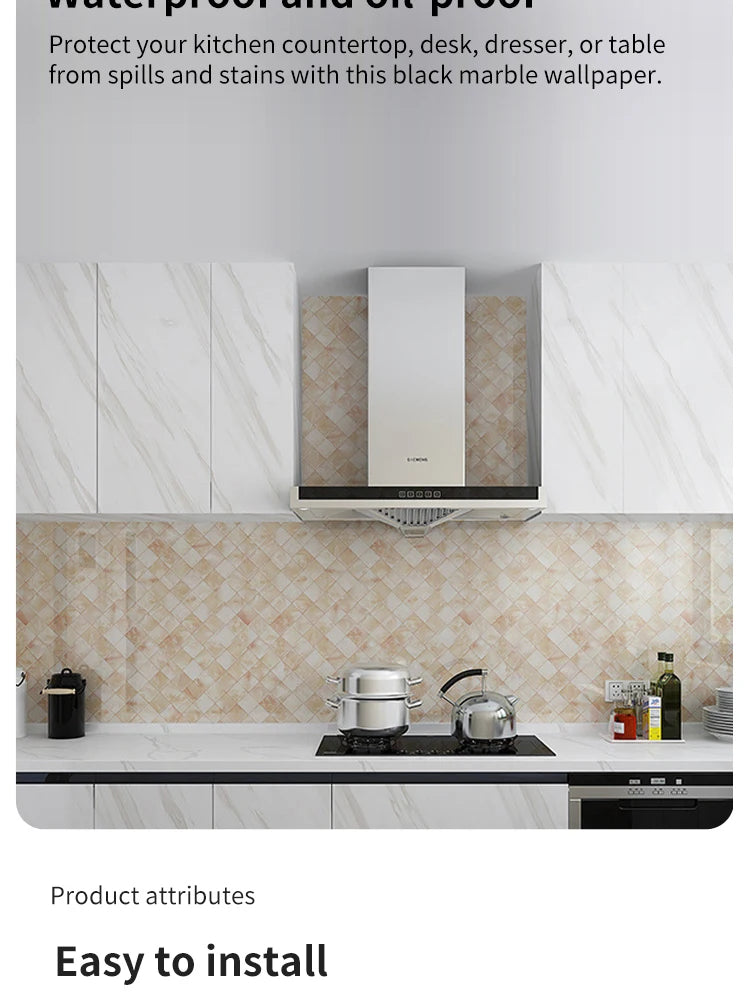 Marble Wall Stickers Wallpaper, Kitchen Countertops Cabinets Furniture Self-adhesive Wallpaper, PVC Greaseproof Stickers