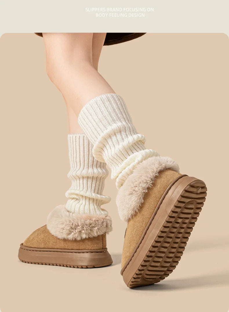 Fleece Lined Winter Slippers For Men Women With Ankle Cover Thick Sole Lightweight Eva Indoor Outdoor Warm Home Shoes Multiple C