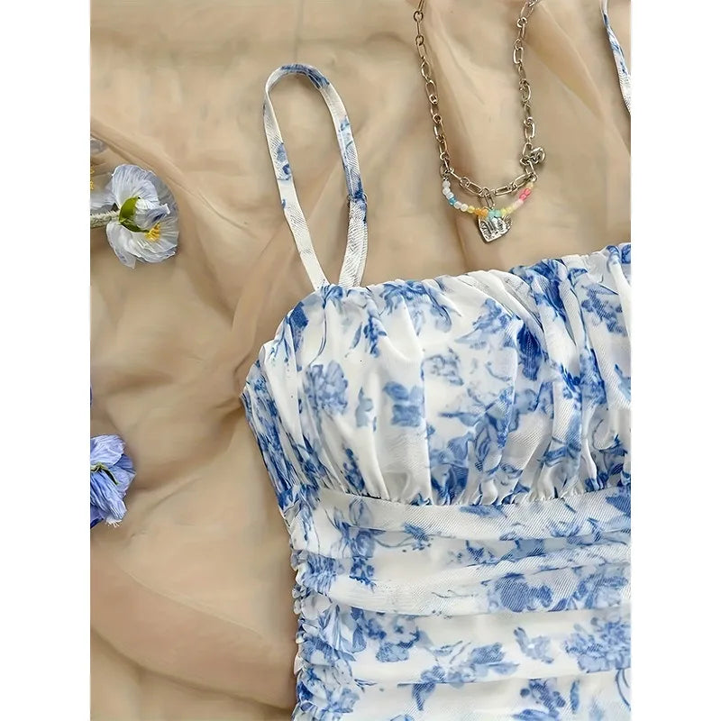 Dresses  Spring Summer Cute Dating Ditsy Floral Sleeveless Square Neck Mini Cami Casual Dresses For Women