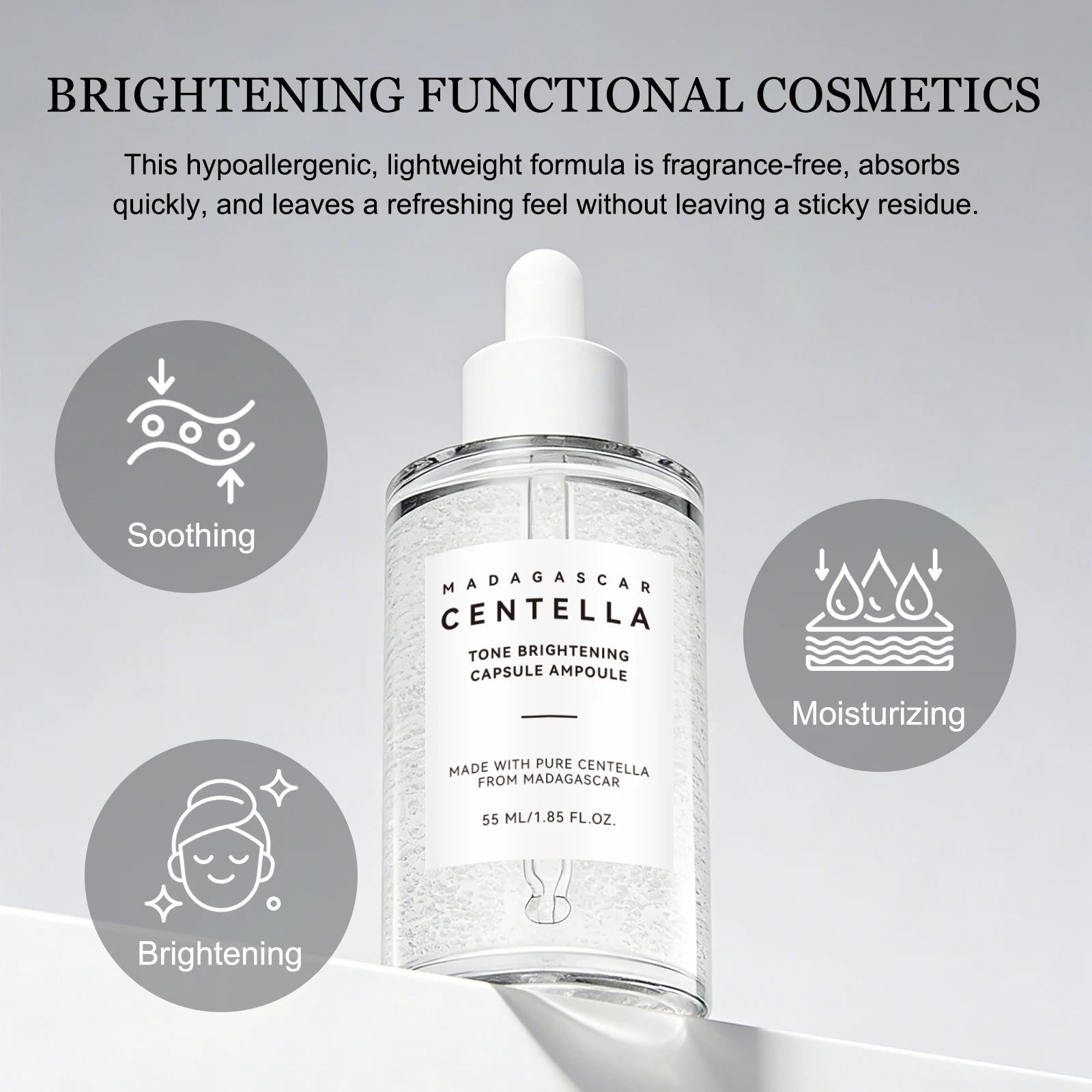 Skin Tone Perfector Brightening Ampoule 55ml - Centella & Niacinamide Serum Hydrates, Soothes & Enhances Radiance.