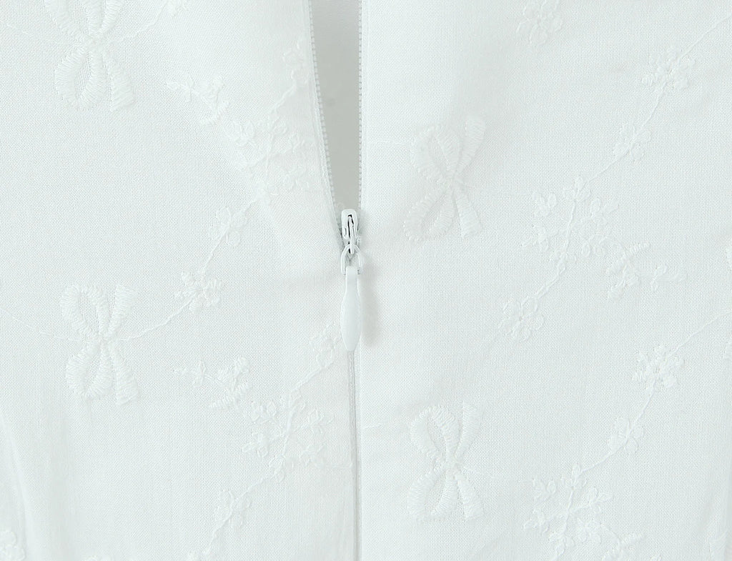 Sexy White Embroidery Floral Corset style Boning Tank Dress Women Cross Lacing up Bow Slim Waist Swing Short Dresses Vestdios