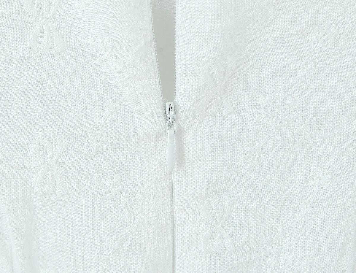 Sexy White Embroidery Floral Corset style Boning Tank Dress Women Cross Lacing up Bow Slim Waist Swing Short Dresses Vestdios