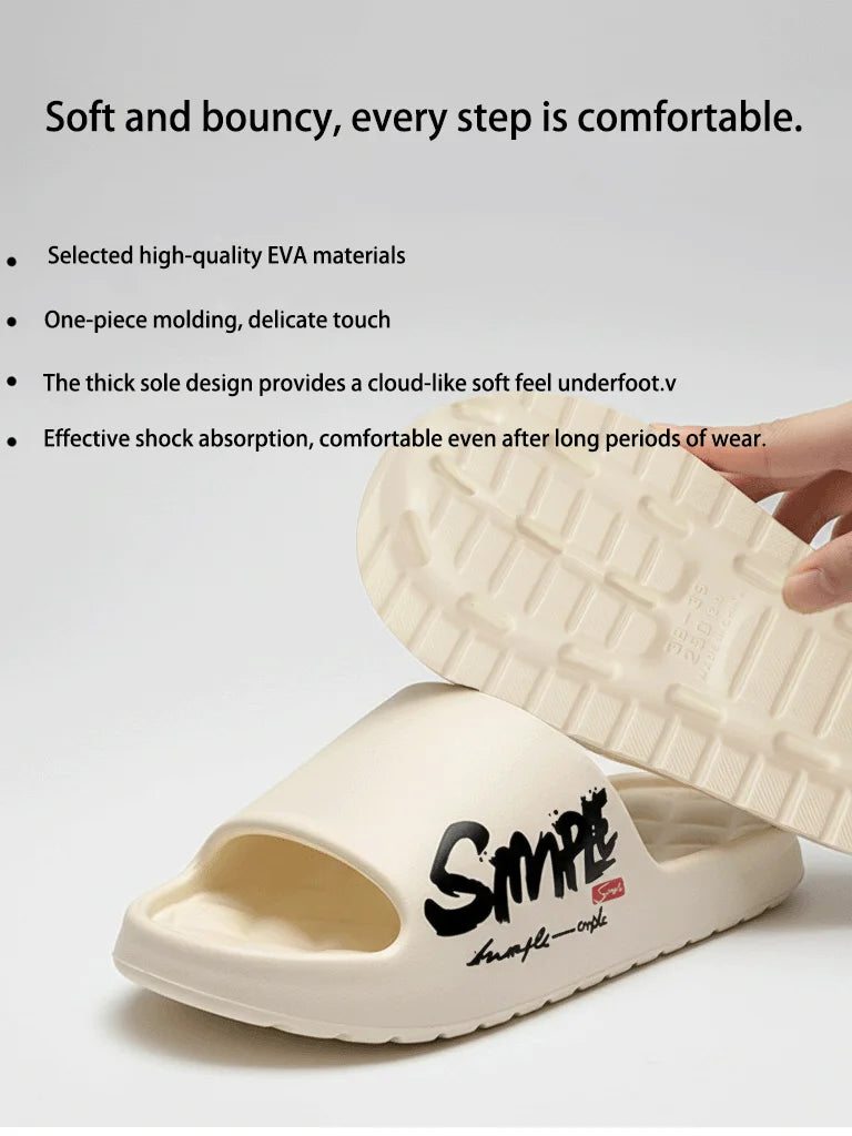 Four-Season Men's Fashion Slippers, Waterproof, Non-Slip, Casual, Soft, Breathable Bathroom Slippers, Suitable for Bathroom, Swimming, Indoor Use