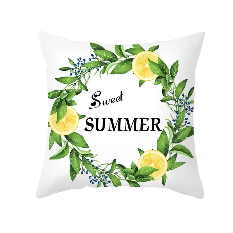 Cushion Cover Throw Pillow Sofa Decorative Pillowcase Lemon Pattern Summer