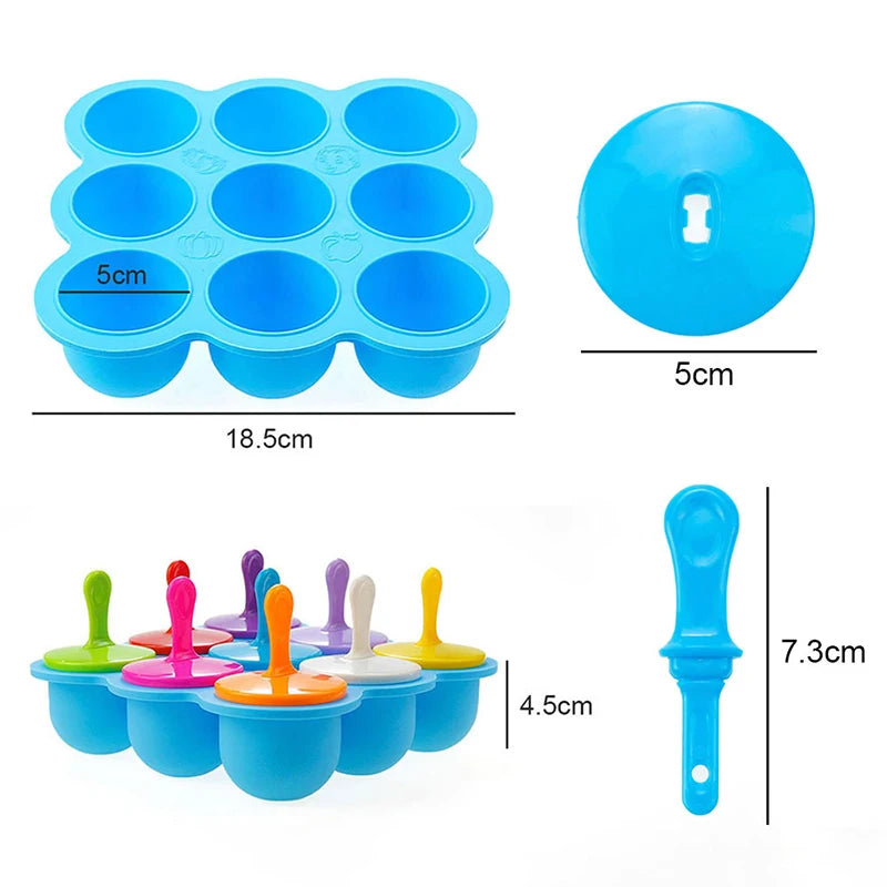 JCD 4/7Holes DIY Ice Cream Pops Silicone Mold Ice Cream Ball Maker Popsicles Molds Baby Fruit Shake Home Kitchen Accessories