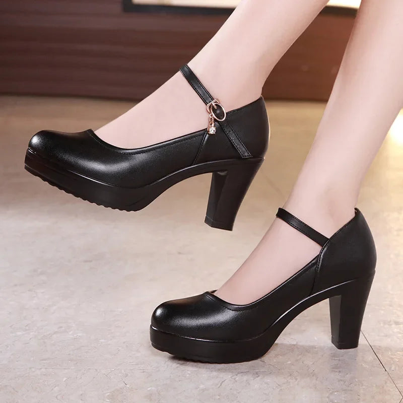 Small Size 32-43 Shallow Thick Bottom White Silver Wedding Shoes Bride Platform Pumps 2025 Block High Heels Shoes for Model Mom