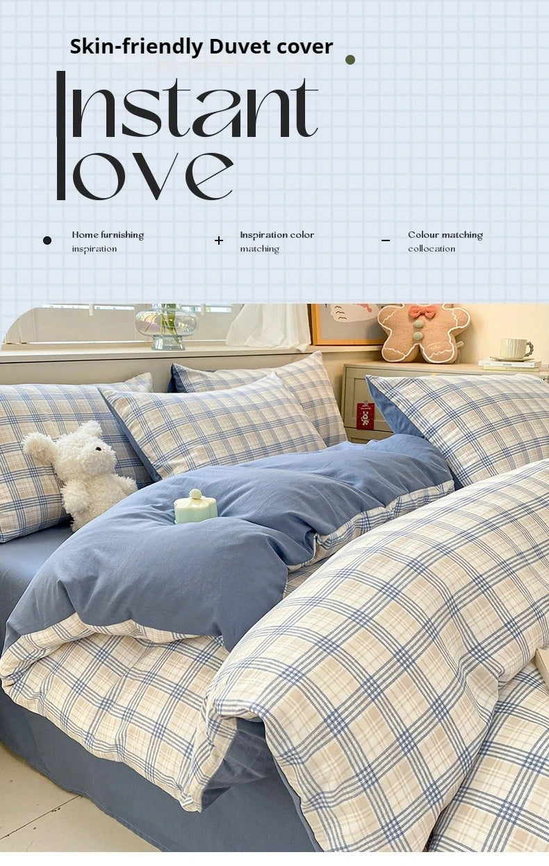 Modern Minimalist Plaid Duvet Cover 220x240 Soft Breathable All Season Queen Comforter Cover Single Piece Striped Quilt Covers