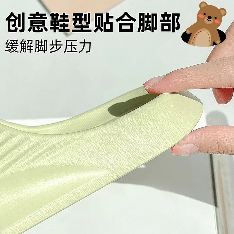 2026 Home Slippers for Women Men Open Toe Waterproof Soft Sole Slides Summer One Strap Solid Color Comfort Flat Bottom Slippers