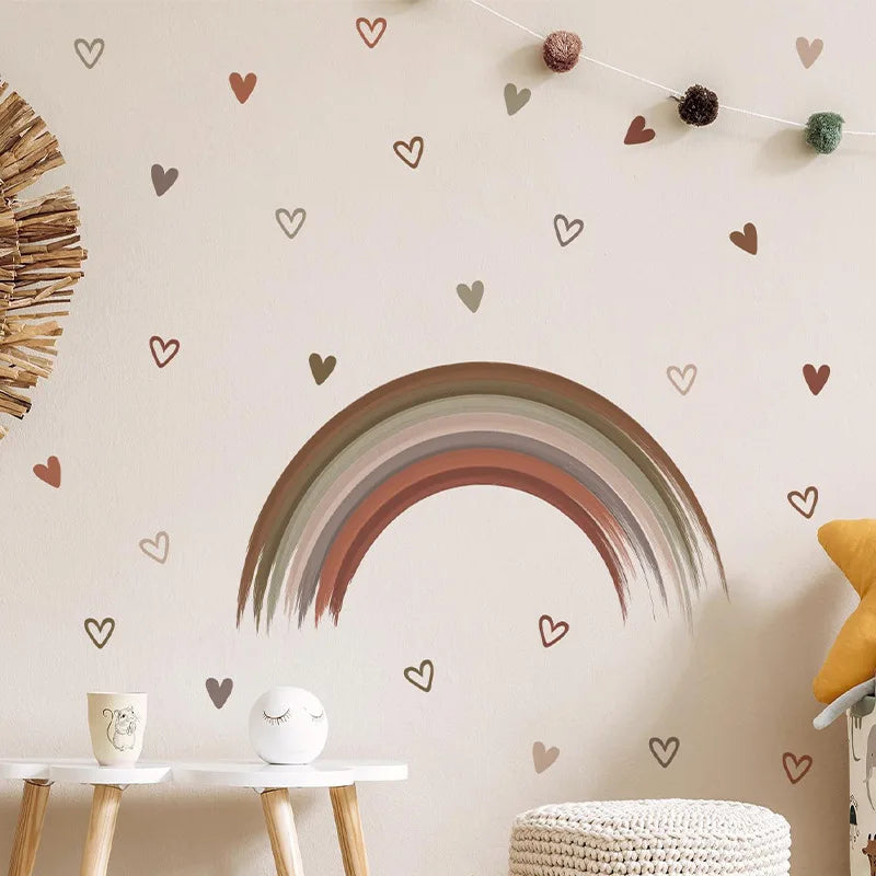 Boho Rainbow Vinyl Child Wall Sticker For Baby Room Decor Bedroom Accessories Furniture Sticker Adhesive Wallpaper Wall Decor