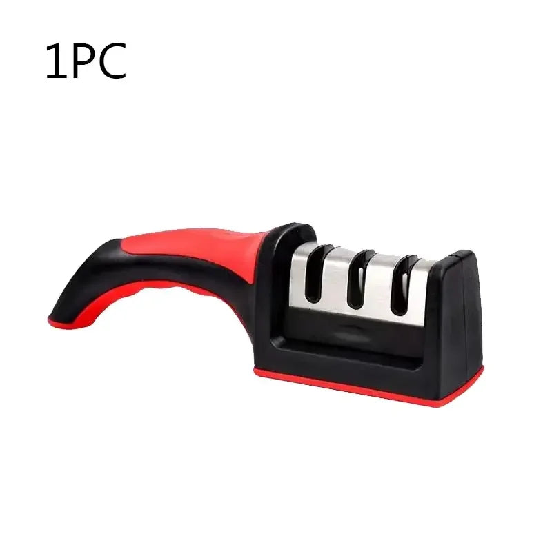Knife Sharpener Whetstone Sharpening Professional Multi-function 3 Stages Ceramic Sharpener for Kitchen Knife with Non-slip Base