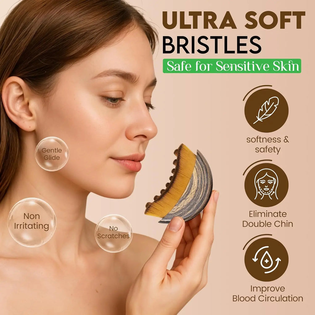 Lymphatic Contour Face Brush Dry Brushing Face Brush Lymphatic Drainage Massager for Face Chin Jawline Sculpting Beauty Tool