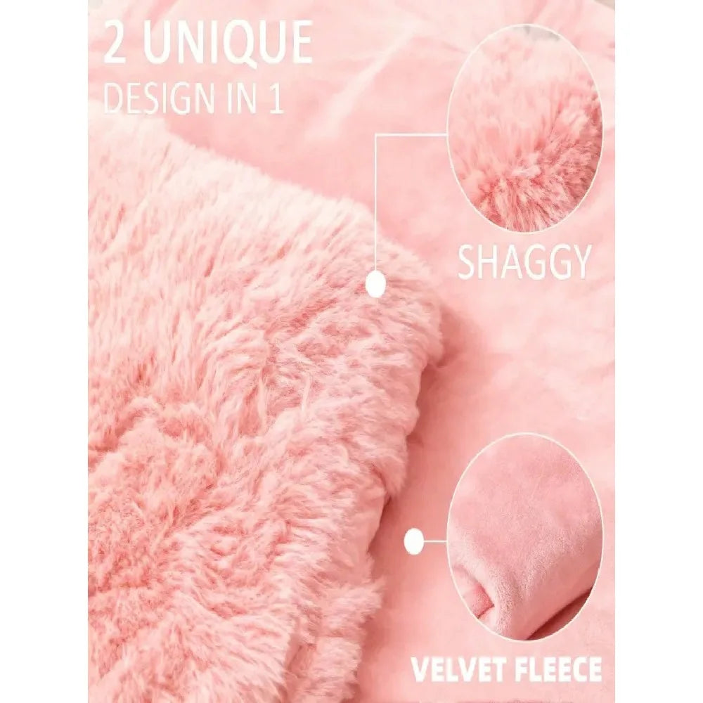 3/4 Set Of Light Luxury Solid Color Plush Bedding, 1/2 Pillowcase+1 Duvet Cover+Heart-Shaped Pillow, With Heart-Shaped Pillow, T