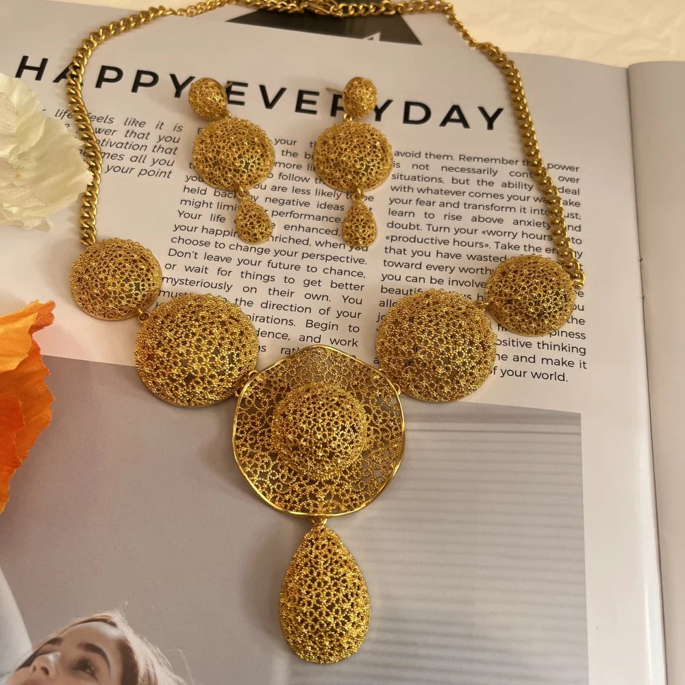 Nigerian Jewelry Set Wedding Jewelry African Designer Earrings Bridal Necklace